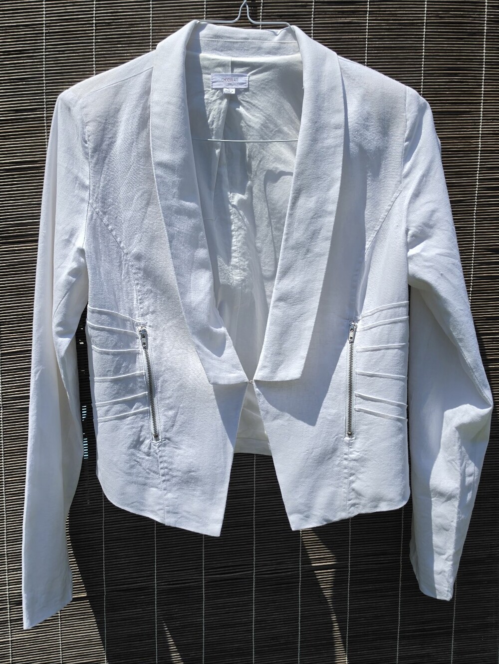 Linen Blend White Blazer Jacket Large